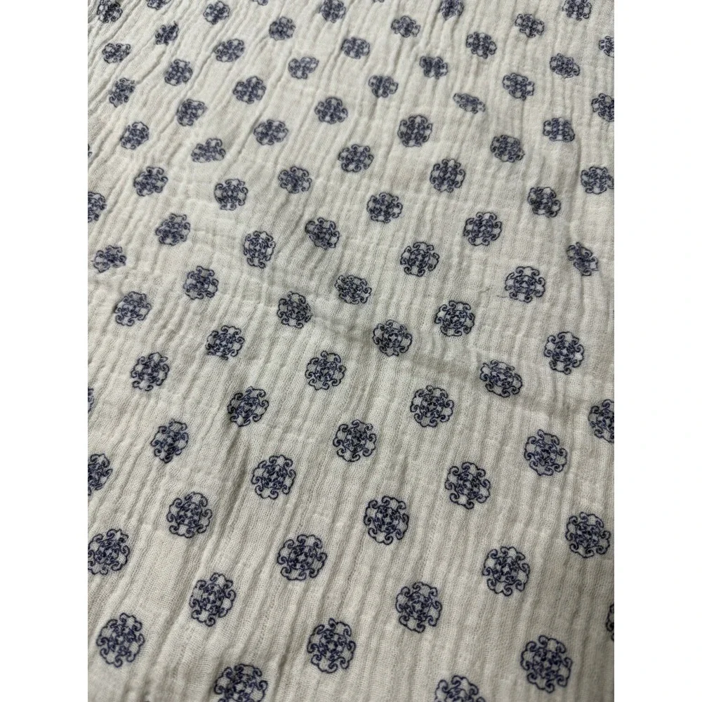 HB Baby Blanket 46x46‎ 100% Cotton White/Blue gauze